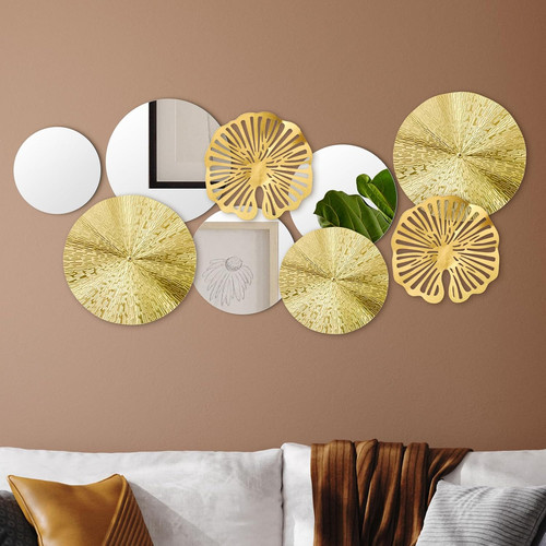 Hicarer round gold metal wall - hicarer,